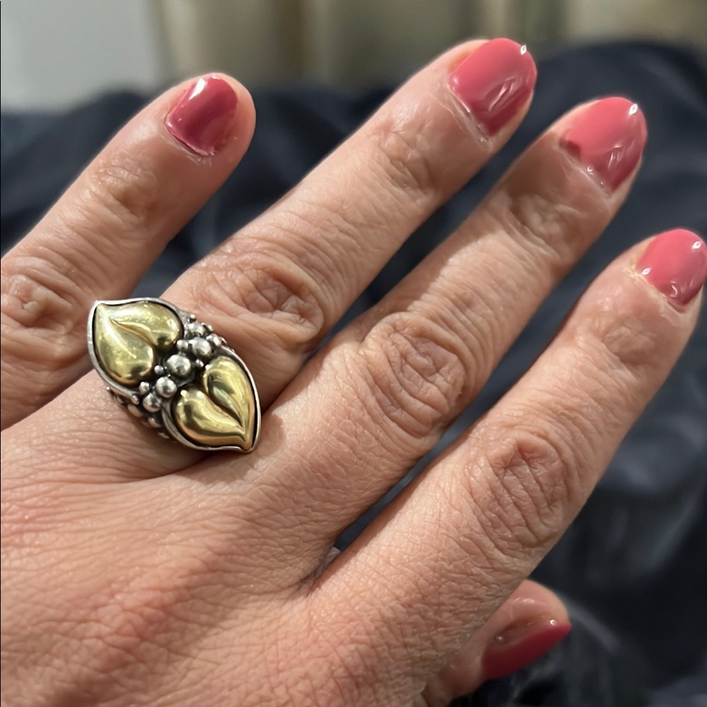 Gold and Silver Heart Ring with Vintage Scrollwork